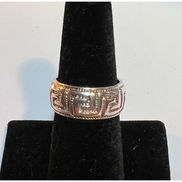 Sterling Silver Greek Key Ring Size 7 Marked .925 #177 - Picture 2 of 8